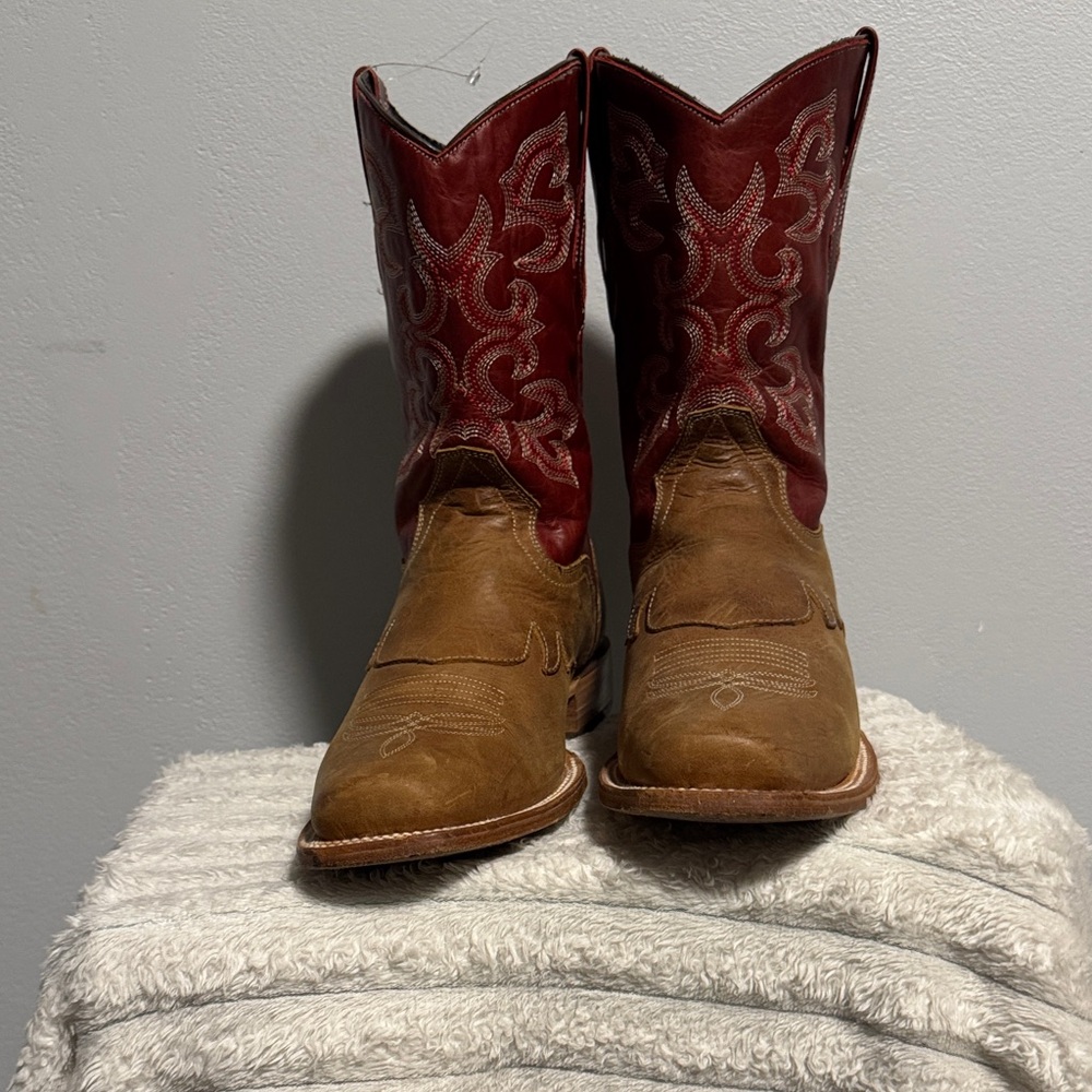 J.B. Dillon Red and Brown Cowboy Boots